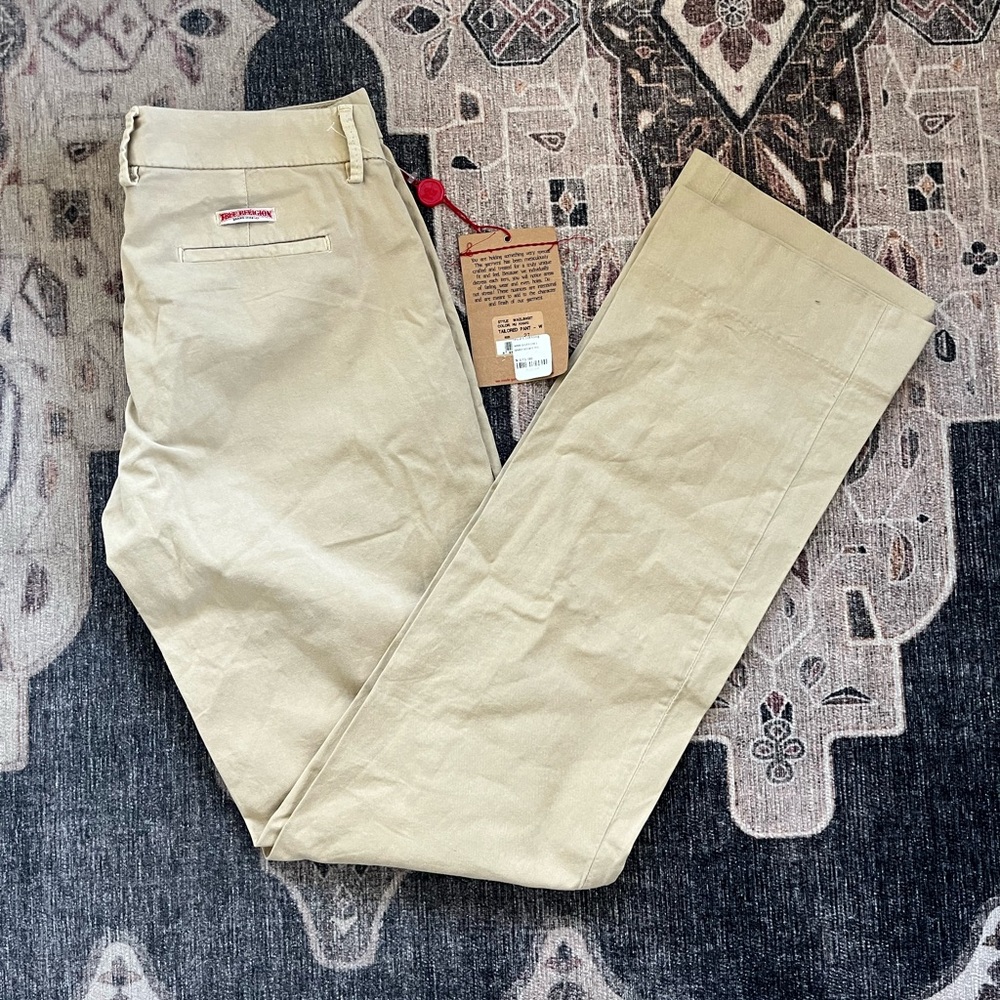 True Religion Beige Straight Leg Pants